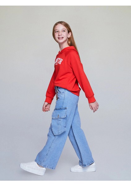 Lcw Kids Indigo Beli Ayarlanabilir Lastikli Kız Çocuk Kargo Jean Pantolon fiyatları