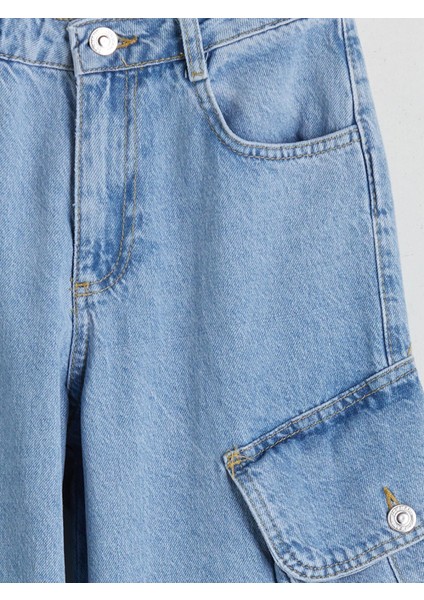 Lcw Kids Indigo Beli Ayarlanabilir Lastikli Kız Çocuk Kargo Jean Pantolon indirimleri