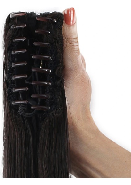 Tokalı Düz At Kuyruğu - Kahverengi indirimleri