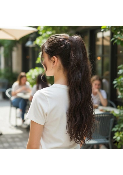 Tokalı Dalgalı At Kuyruğu - Açık Kahve