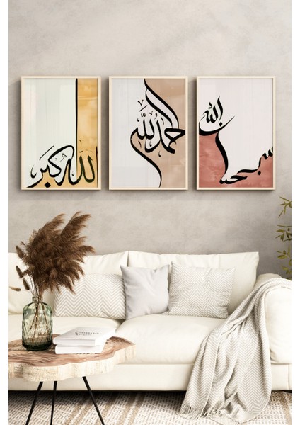 🖋️ Allahu Ekber – Elhamdülillah – Sübhanallah Yazılı Modern Hat Sanatı 3’lü Tablo Seti 🖋️ CRV1074 23 x 32 indirimleri