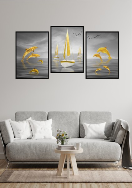 Notpa Salon Oturma Odası I?çin Duvar Dekoru Dekorize Mdf Tablo Seti 3 Parça 3 mm 60 x 30 fiyatları