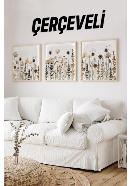 Ahşap Çerçeveli Mdf Kare Tablo Seti Salon ve Oturma Odası Için KR4032 23 x 23