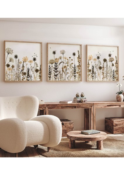 Ahşap Çerçeveli Mdf Kare Tablo Seti Salon ve Oturma Odası Için KR4032 23 x 23 fırsatları