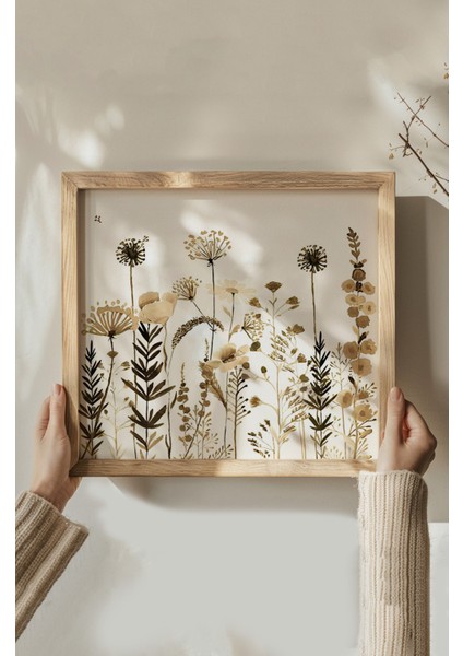 Ahşap Çerçeveli Mdf Kare Tablo Seti Salon ve Oturma Odası Için KR4032 23 x 23