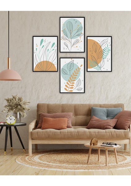Dekorize Mdf Tablo Seti 4 Parça 3 mm - Soyut Salon Oturma Yatak Odası Için Duvar Dekoru 4002 13 x 17