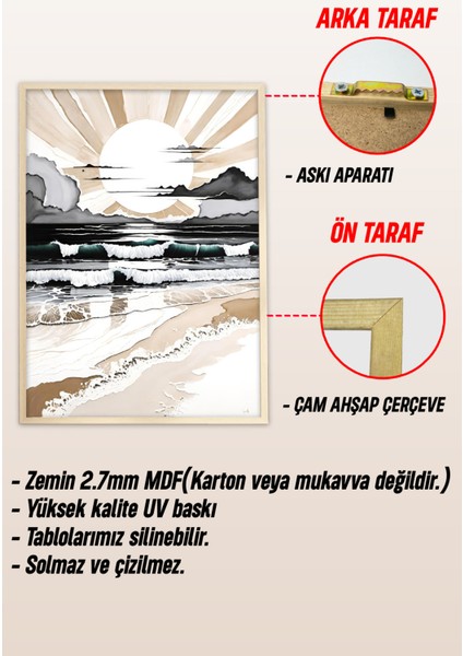 Ahşap Çerçeveli Mdf Tablo Seti Matisse, Bohem, Kusama Salon ve Oturma Odası Için ÇT3074 23 x 32