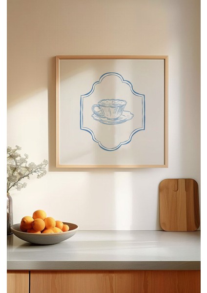 ☕ Çay Fincanı & Çiçek Temalı 3'lü Tablo Seti | Mdf Zeminli – Çam Çerçeveli Varyantlı KR4043 23 x 23 indirimleri