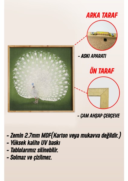 Ahşap Çerçeveli Mdf Kare Tek Tablo (Kendi Tablo Setinizi Oluşturacağınız Liste) TX1042 23 x 23