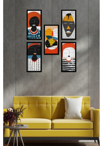 Modern Style Dekorize Mdf 5 Parça Çerçeve Görünümlü Tablo Set 10201 10 x 20