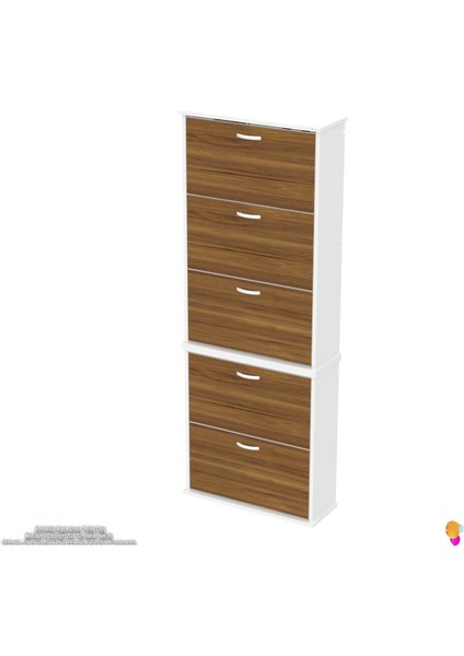 Asil 2 Li Ceviz Renk Asma Ayakkabılık Kapı Önü 5 Düşer Kapak 10 Göz Bölme Ayakkabılık 72X193X26 cm indirimleri