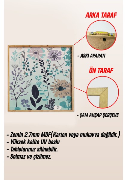 Ahşap Çerçeveli Mdf Kare Tek Tablo (Kendi Tablo Setinizi Oluşturacağınız Liste) TX1019 23 x 23