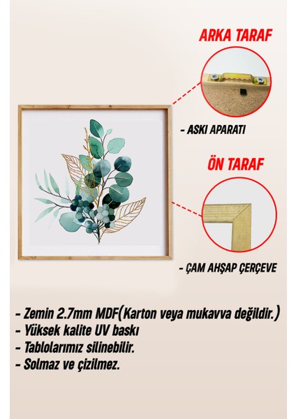 Ahşap Çerçeveli Mdf Kare Tek Tablo (Kendi Tablo Setinizi Oluşturacağınız Liste) 23 x 23 Çerçeveli TX1204