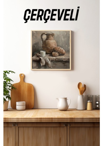 Ahşap Çerçeveli Mdf Kare Tek Tablo (Kendi Tablo Setinizi Oluşturacağınız Liste) MUTFAK04 23 x 23 Çerçeveli TX1106