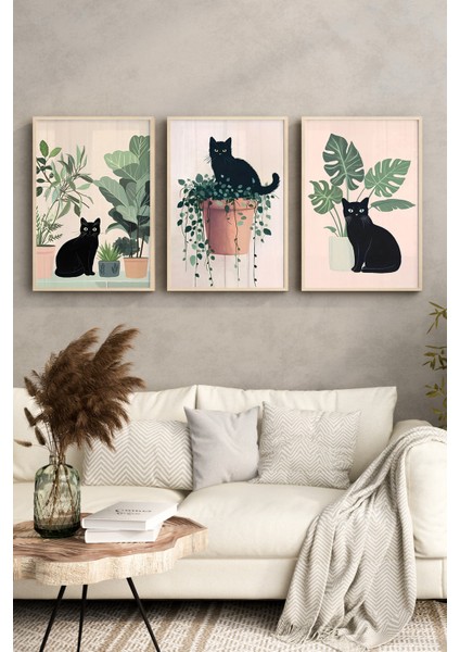 🖼️ Saksıdaki Siyah Kediler Temalı 3’lü Çerçeveli Dekoratif Tablo Seti 🌿🐈‍⬛ CRV1040 23 x 32 fırsatları