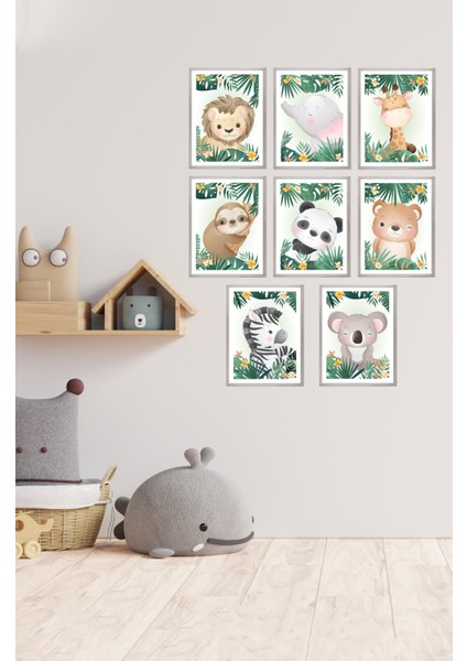 Notpa Dekorize Mdf 8 Parça 3 mm Çerçeve Görünümlü Çocuk Odası Için Sevimli Hayvanlar 17 cm fırsatları
