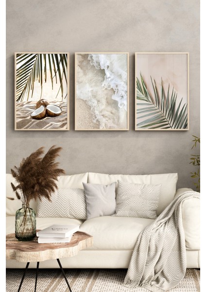 🏝️ Tropik Kumsal ve Deniz Temalı 3’lü Çerçeveli Tablo Seti – Uv Baskı CRV1051 23 x 32 indirimleri