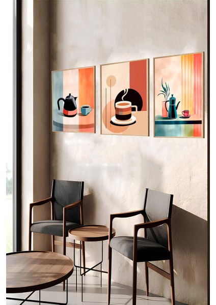 ☕ Renkli Kahve Temalı 3'lü Çerçeveli Tablo Seti – Mdf Uv Baskı (23X32 / 32X42 / 42X62 Cm) CRVS1009 23 x 32 indirimleri