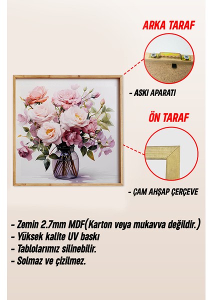 Ahşap Çerçeveli Mdf Kare Tek Tablo (Kendi Tablo Setinizi Oluşturacağınız Liste) 23 x 23 Çerçeveli TX1206
