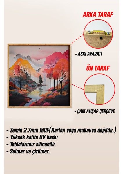 Ahşap Çerçeveli Mdf Kare Tek Tablo (Kendi Tablo Setinizi Oluşturacağınız Liste) TX1018 23 x 23