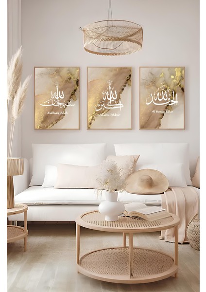 Dekorize Mdf 3 Parça 3 mm Çerçeve Görünümlü Islami Tablo 3029