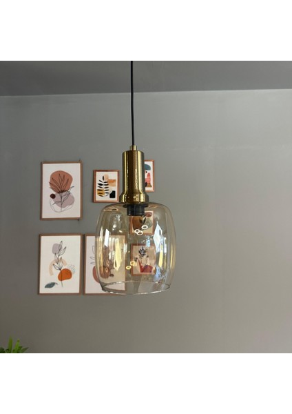 Pearl Cam Bal Rengi Tekli Avize Eskitme Fener Başlık Retro Sarkıt Lamba Salon Aydınlatma fiyatları