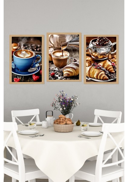 🥐 Kahve ve Kruvasan Keyfi – 3'lü Tablo Seti CRVS1016 13 x 17 indirimleri