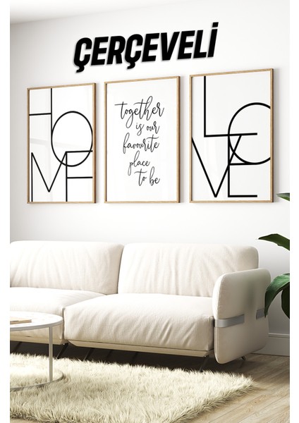 Dekorize Mdf Tablo Seti 3 Parça 3 mm - Çerçeveli Salon Oturma Odası Için Duvar Dekoru 3011 23 x 32