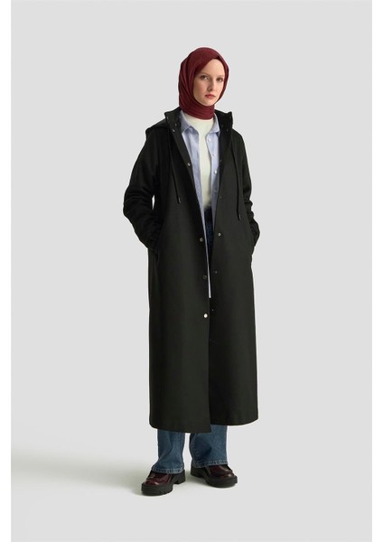 Kapüşonlu Manto 25K8111 Siyah