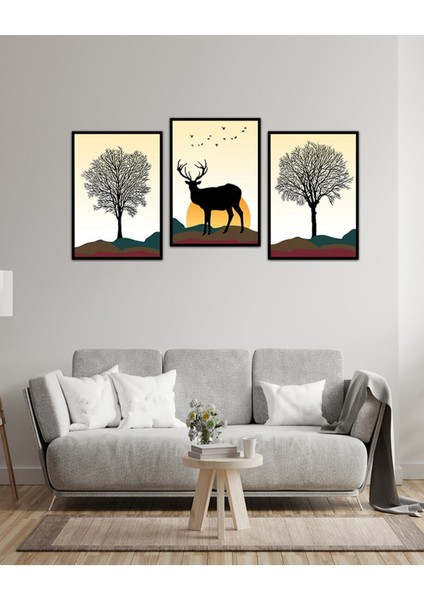 Dekorize Mdf Tablo Seti 3 Parça 3 mm - Salon Oturma Odası Için Duvar Dekoru 3059 13 x 17