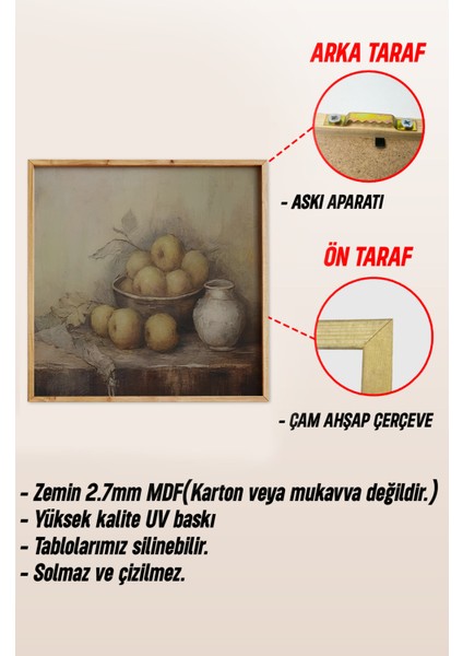 Ahşap Çerçeveli Mdf Kare Tek Tablo (Kendi Tablo Setinizi Oluşturacağınız Liste) MUTFAK04 23 x 23 Çerçeveli TX1108