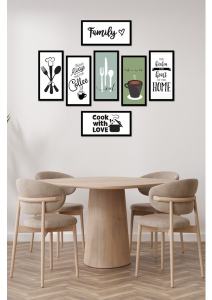 Modern Style Mutfak Model Dekorize Mdf 7 Parça Çerçeve Görünümlü Tablo Set 10205 10 x 20