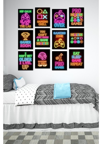 Dekorize Mdf Tablo Seti 12 Parça 3 mm - Gamer Oyuncu Pc Duvar Dekoru GM001 13 x 17 modelleri
