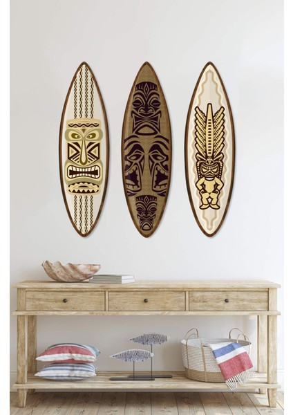 Dekorize Mdf Tablo Seti 3 Parça 3 Mm-Sörf Tahtası Şekilli Çerçeve Görünümlü Odası Duvar Dekoru SRF02 28 x 6 fiyatları