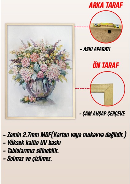Ahşap Çerçeveli Mdf Tek Tablo Çiçek Dekoru Tablo (Kendi Tablo Setinizi Oluşturacağınız Liste) 23 x 32 Çerçeveli 1073 modelleri