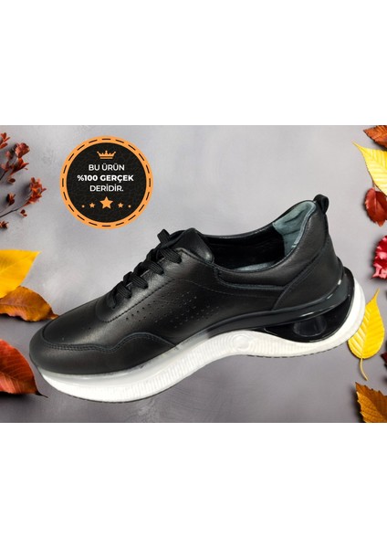 AR-324.01 Siyah Hakiki Deri Rahat Erkek Casual Ayakkabı