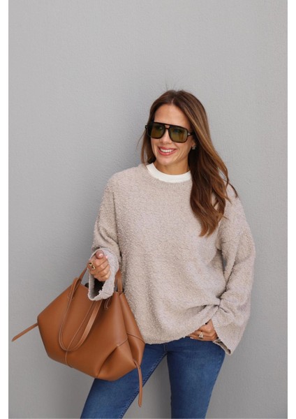 Bej Oversize Kazak indirimleri