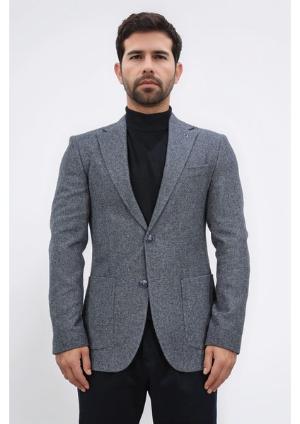 Slim Fit Mono Yaka Gri Astarsız Yünlü Tek Ceket fiyatları