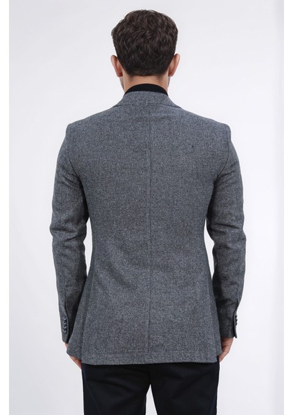 Slim Fit Mono Yaka Gri Astarsız Yünlü Tek Ceket modelleri