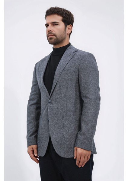 Slim Fit Mono Yaka Gri Astarsız Yünlü Tek Ceket indirimleri