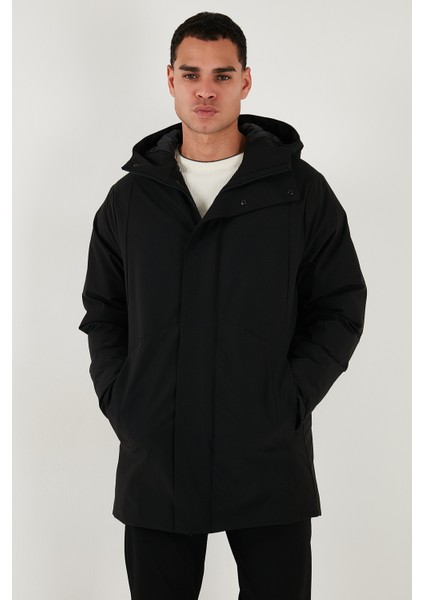 Astarlı Regular Fit Fermuar ve Çıtçıt Düğmeli Kapüşonlu Mont Erkek Mont 497ROMA indirimleri