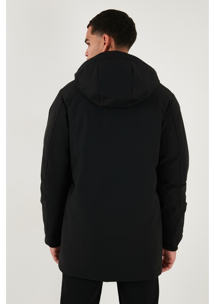 Astarlı Regular Fit Fermuar ve Çıtçıt Düğmeli Kapüşonlu Mont Erkek Mont 497ROMA