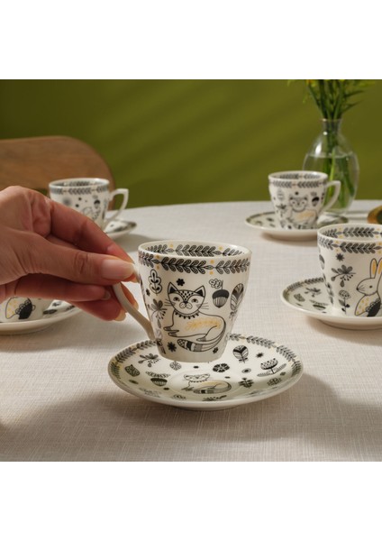 Animal Garden 6 Kişilik Kahve Fincan Takımı 90 ml fırsatları