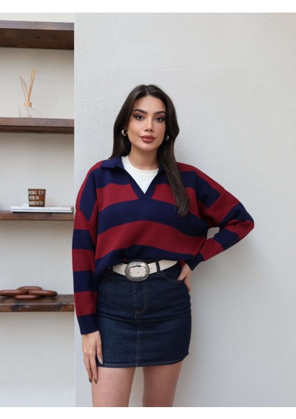 Polo Yaka Çizgili Kazak fırsatları