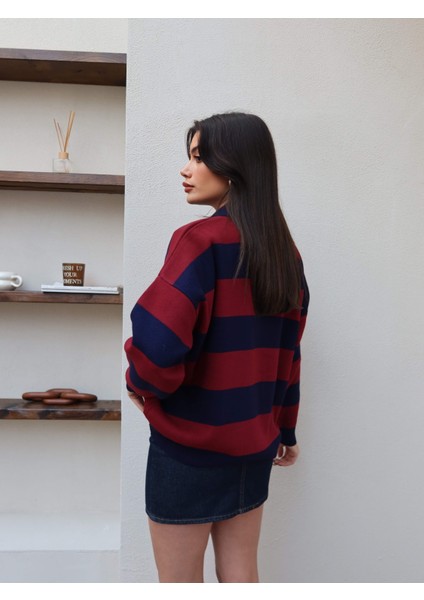 Polo Yaka Çizgili Kazak indirimleri