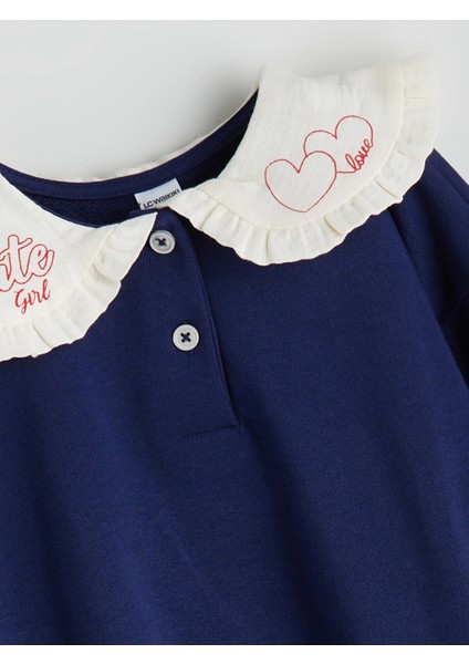 Lcw Kids Lacivert Bebe Yaka Kız Çocuk Sweatshirt ve Eşofman Altı modelleri