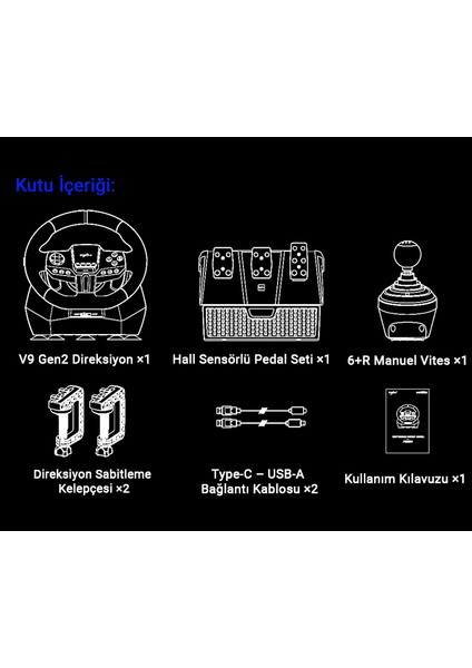 V9 Gen2 Oyun Direksiyon Seti Pc/ps3-4/ Xbox S-X Yarış Direksiyonu