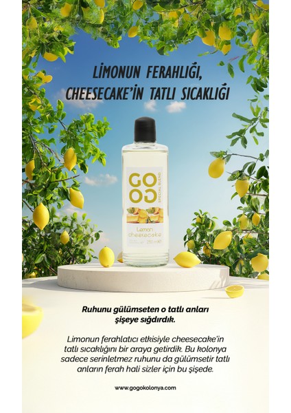Gogo Lemon Cheesecake Kolonya 250ML Cam Şişe - 15 Adet fiyatları