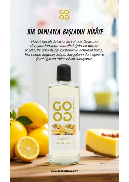 Gogo Lemon Cheesecake Kolonya 250ML Cam Şişe - 15 Adet modelleri