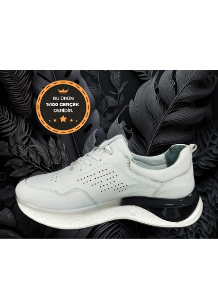 AR-324.08 Beyaz Hakiki Deri Rahat Erkek Casual Ayakkabı